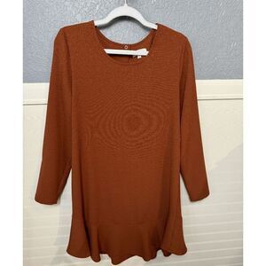 Mudpie Women's Brown Minimalist Casual U-neckline Snap Drop Waist Dress Sz Small